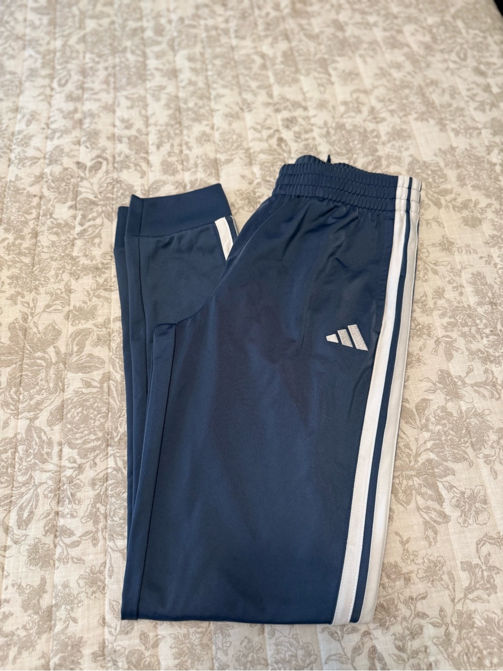 adidas Kids Navy & White Side-Stripe Joggers